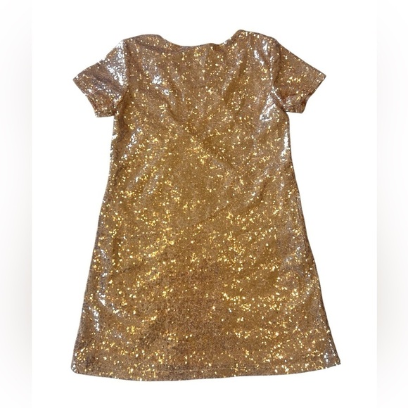 Lulus Light Up the Night Champagne Sequin short sleeve mini Dress size small - Picture 7 of 9